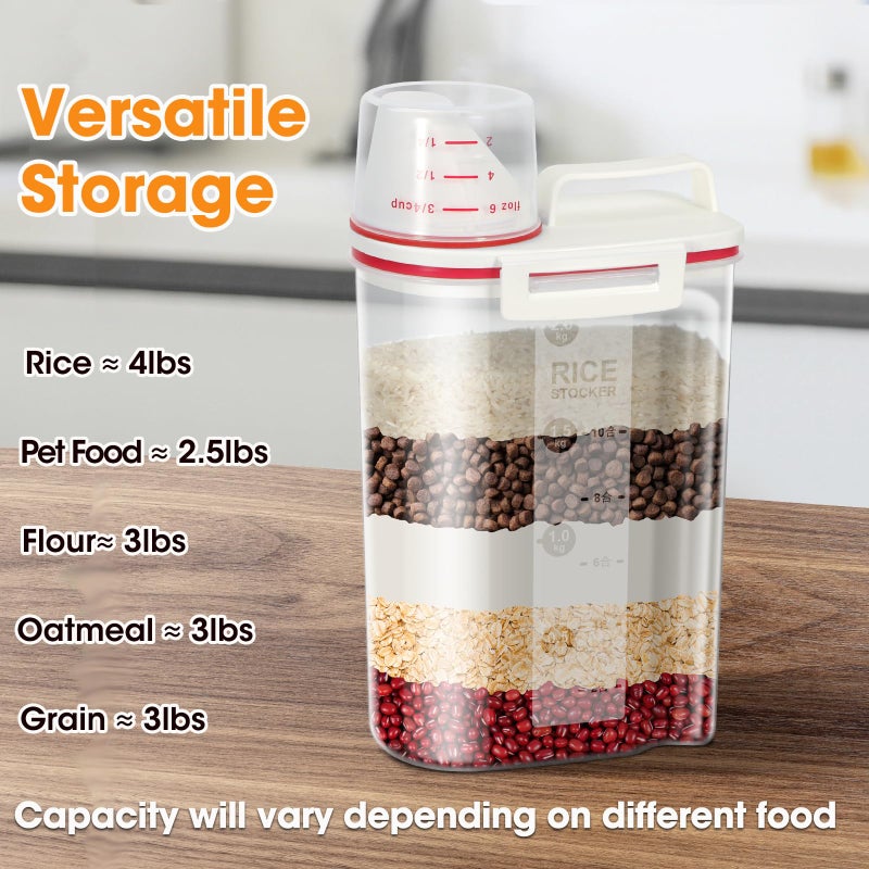 TBMax Rice Storage Container, Airtight Cereal Container Dispenser with Pourable Spout + Measuring Cup, BPA Free Plastic Storage Bin for Pantry Organization and Storage - Image 3